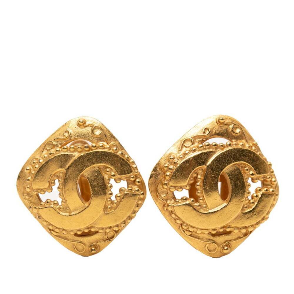 CHANEL Vintage Gold Logo Earrings